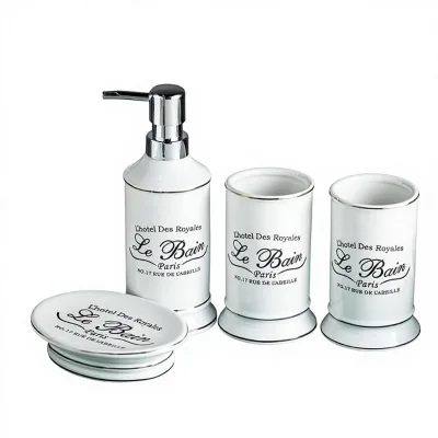 French-style Hotel Des Royales Logo Bathroom Wash Set Gargle Cup Kit Four-piece Set for Room Decoration