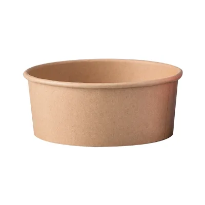 Disposable Take Away Kraft Paper Salad Bowl with PET Lid Kraft Paper Bowl for Hot Soup Cold Salad
