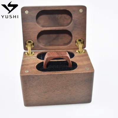 Wholesale Cute Mini Ring Double Ring Walnut Box Jewelry Box Wood Proposal Engagement Box