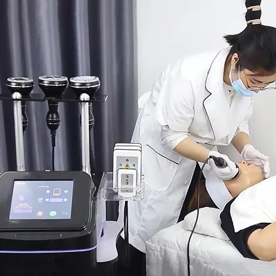 Competitive Price Portable 6 in 1 40K Fat Cavitation Fat Burning Body Massager and RF Skin Tightening Machine