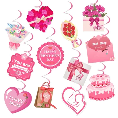 Mother's Day Themed Party Decoration Spiral Pendant With Number Shape