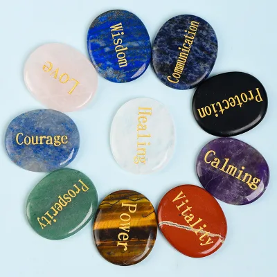 New Arrivals Reiki Seven Color Thumb Massage Stone Oval Natural Jade Crystal Worry Stone