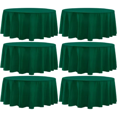 Hot Selling Polyester Fabric 120 Inch 132 Inch Wedding Banquet Events Party Table Cloth Round Tablecloth for Restaurant Hotel