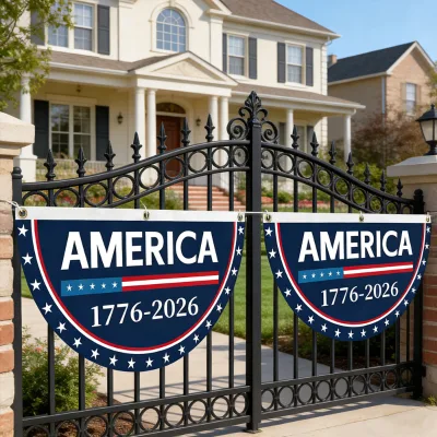 America 250th Anniversary USA Fan-shaped Flag Indoor Outdoor Semi-circular Banner Polyester Fabric
