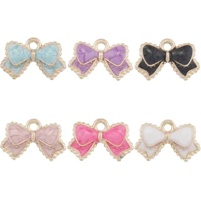 Bow-knot Enamel Metal Charms Diy Findings Bracelets Earring Pendant Charms for Jewelry Making Supplies Accessories
