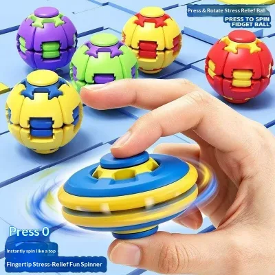 Plastic Smooth-pressing Rotating Decompression Ball Puzzle Stress-Relief Spinner-Fingertip Toy Office On-the-Go Boredom Youth