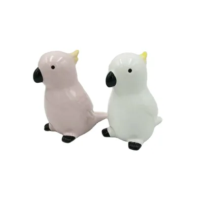 Vintage Pink Ceramic Cockatoo Parrot Figurine Hand Painted