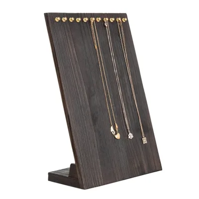 Luxury Brown Luxury Hanging Necklace Store Desktop Freestanding Solid Wood Jewelry Display Stand