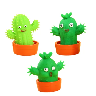 2023 New Arrivals Toys Novelty & Gag Green Shapable Cactus 3.5 Inch Excellent Elastic Soft Tpr Squeeze Toys Kids Children