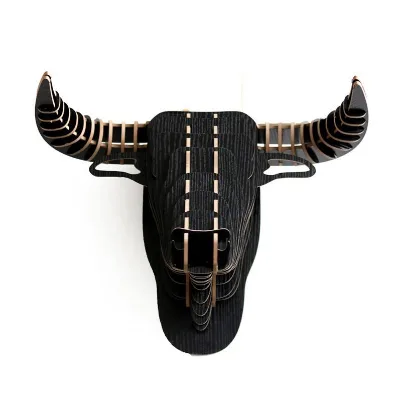 Hot Sale Carved MDF Cow Head for Home Decor Modern Art Antique Wood MDF Animal Head Customized Eco-friendly 500pcs