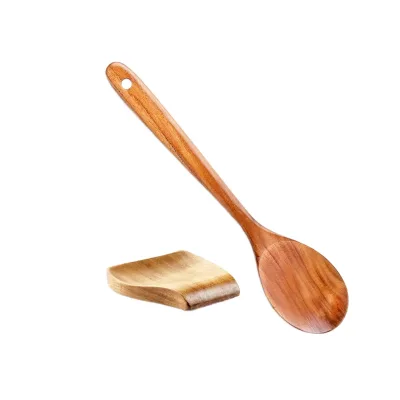 Acacia Wood Spatula Long Handle Soup Ladle Slotted Spoon Rice Scoop Non Stick Pan Safe Kitchen Tools