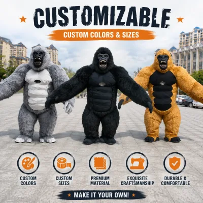Unisex Animal Black Gorilla Inflatable Mascot Costume Material for Adult Festival Events