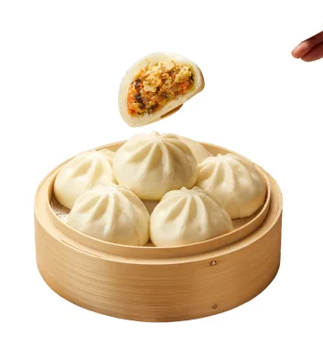 LIKOFU Vegetarian Char Siu Bao, Meat-Free Steamed Bun, Authentic Cantonese Style Flavor, Ready-to-Cook Frozen Dim Sum Wholesale