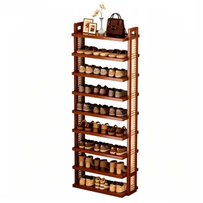 Compact Entryway Shoe Rack Multi-Tiered Home Storage Doorway Moso Bamboo Organizer Modern Minimalist Space-Saving Home Furniture