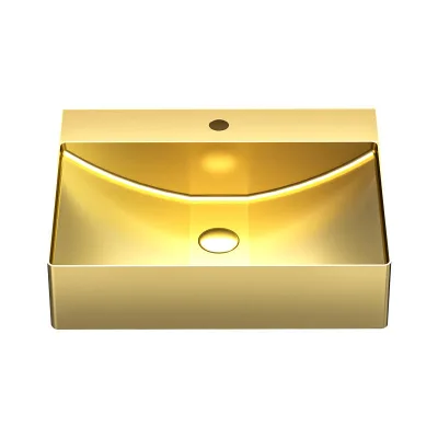 Modern Square Stainless Steel Sink Single Vanity Top Easy Clean Bathroom Sink with Overflow Hand Wash Basin