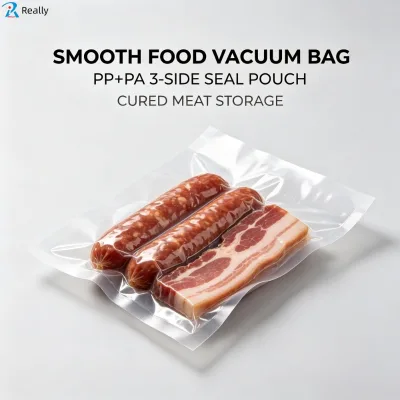 Custom Food-Grade Smooth Vacuum Bags,Transparent Plastic Sealed Storage Bags for Cured Meat,Marinated Meat & Braised Food