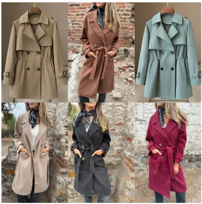 Used Discount Winter Women's Gentle Solid Color Coat Coat Miscellaneous Inventory Tail Goods Bulk Sale
