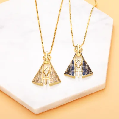 New Fashion Cross-Shape Religious Diamond Madonna Pendant Necklace Gold Plated Charms Luxury Elegant Necklace for Women