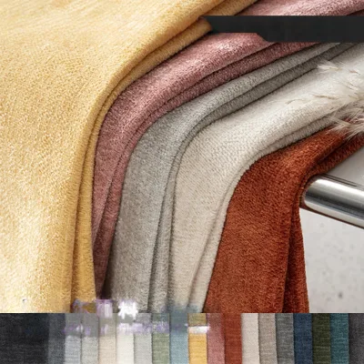 Solid Color Jacquard Woven Chenille Fabric Breathable Plain Sofa Fabric Luggage Seat Cushions Pillows Handicrafts Polyester