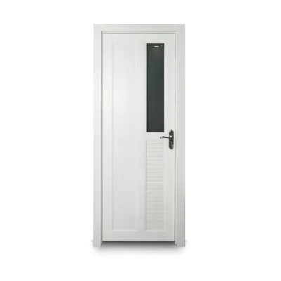High Quality UPVC PVC Swing Waterproof White Hotel Bathroom Doors with Soundproof Feature and Modern Design
