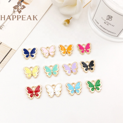 HAPPEAK Hot Selling Necklace Charms Bulk Custom Colorful Butterfly Enamel Charms