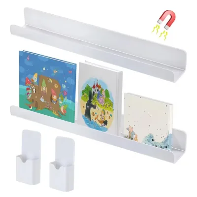 Classroom Magnetic Acrylic Book Shelf and Pen Holder Set Lightweight Robust and on Smooth Magnetic Surfaces
