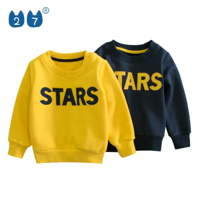 Spot Wholesale Autumn and Winter Sweater Cotton Round Neck Sweater Long Sleeve Boys Fleece Sweatshirt