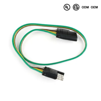 4-Way Flat Trailer End Connector, Trailer Towing Wiring Harness, Weatherproof Electrical Connector