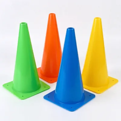 Plastic Sports Training Cones Bright High Visibility Multi Colors Stackable Design Stable Square Base Agility Marker Cones