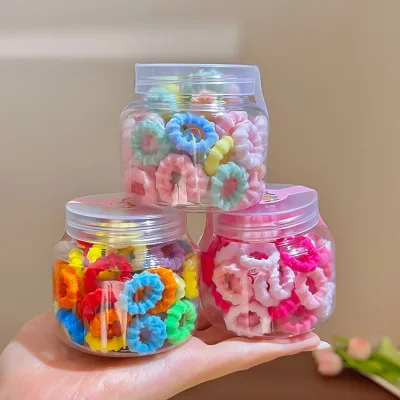 60-piece Pack Mini Ribbed Spandex Hair Ties for Girlshighly Elastic Non-slip Geometric Pattern Hair Accessories