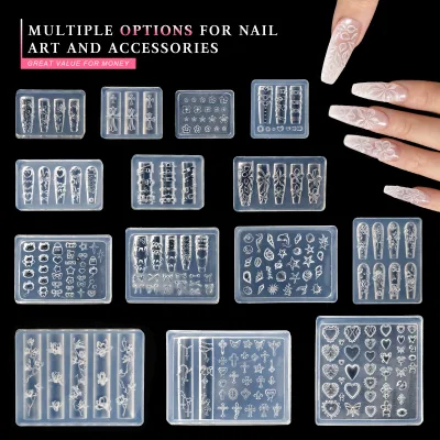 5D Nail Art High Transparency Decorative Mold Crystal Jade Shaped Diamond Gummy Bear DIY Carved Glue Mold
