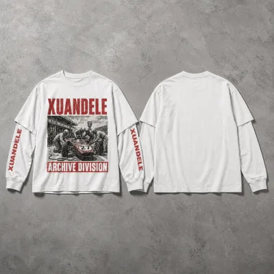 Y2K Retro Racing Graphic Sweatshirt Custom Men Streetwear Oversized White Cotton Double Layer Long Sleeve Digital Print Pullover