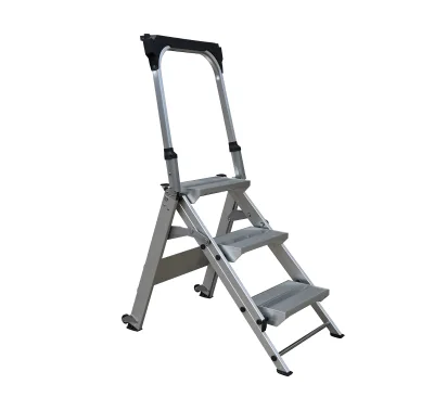2023 Hot Sale Aluminum 3-Step Ladder, With Handrails and Non-Slip Mat for Home or Outdoor, Portable Storage