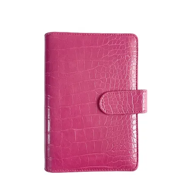 A6 Croc Leather Hardcover Budget Binder 6 Ring Loose-leaf Card Money Zipper Cash Envelopes Journal Wallet for Effective