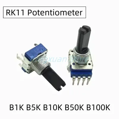 RK11 Potentiometer B1K 5K 10K 50K 100K 250K Single-unit 4 pins Mixing ConsoleVolume Amplifier Handle Length 18mm Half Shaft