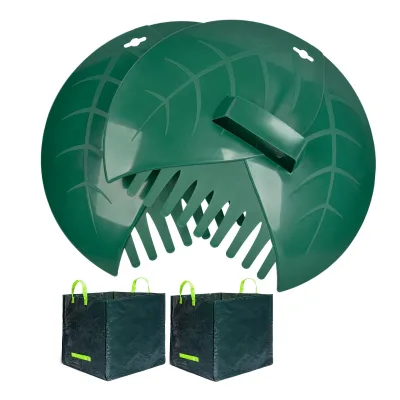 Winslow & Ross-A 4PC Durable Plastic Garden Large Waste Bags and Hand Rake Yard Leaf Scoop Tool Set