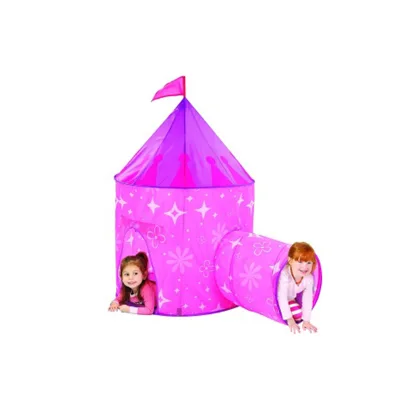 Indoor and Outdoor Children Pink Sleeping Princess Tent Kids Bed WIth Tunnel