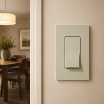 Sage Green Screwless Wall Plate Single Pole Rocker Light Switch 15A 120V UL Listed Self-Grounding  Style Kitchen Dining