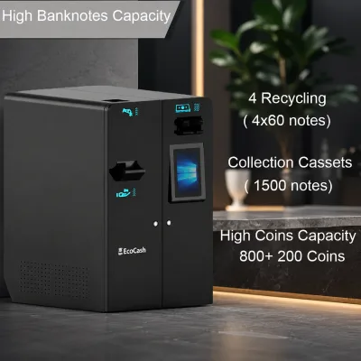 Cash Bill Recycler Machine Heavy Duty High Capacity Countertop Coin Validator for Shopping Mall Supermarket