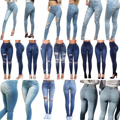 2025 Fashion Women's High Waist Slim Fit Jeans Elastic Denim with Tassel Belt Bandage Push up Tight Fit Breathable