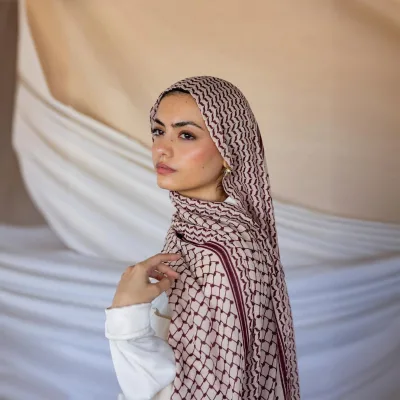 New slub cotton modal scarf Arabic pattern man-made cotton headscarf Muslim hijab
