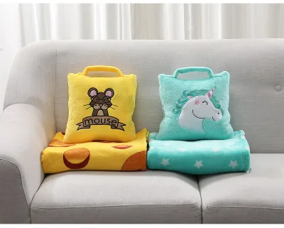 Dual-Use Four Seasons Woven Nap Pillow Home Blanket Four-in-One Office Sofa Body Animal Print Removable 2Ply Eco-Friendly 100%