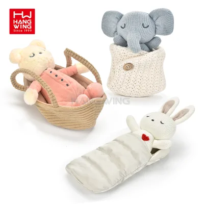 HW Newborn Baby Play House Soft Stuffed Plush Animal Infant Soothing Set Gift Box