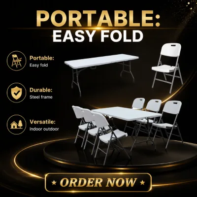 6 FT Folding Table Steel Frame HDPE Winter Camping Folding Outdoor Table for Party Catering Rental