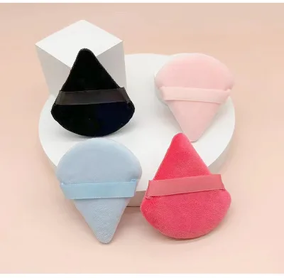 2024 Multi-color Soft Cotton Velvet Nude Triangle Loose Powder Puff for Makeup Setting