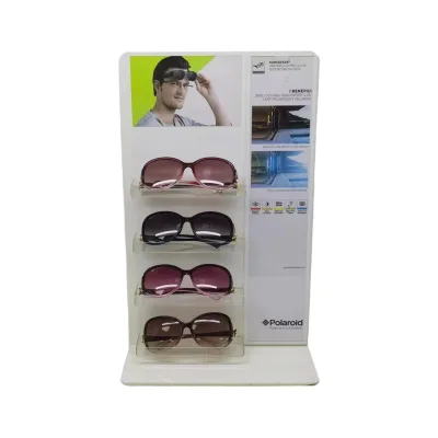 Customized Modern White Acrylic Four-tier Eyeglasses Display Stand with Designated Logo and Pattern