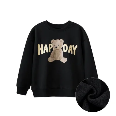 Spring Autumn New Cartoon Bear Kids Long Sleeve Sports Fleece Sweatshirt