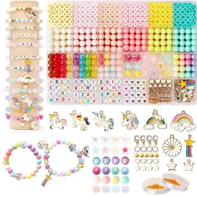 Unicorn Rainbow Design Charms Bracelet Making Kit Cute Handmade Friendship Jewelry for Girls Plastic Material Handmade by Design
