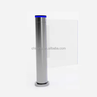 Chisung CSBZ204D Full Automatic Swing Barrier Single Glass Arm with ArrowLight Turnstiles for Hospitals and Supermarkets