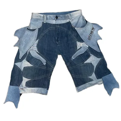 DiZNEW Patchwork Denim Shorts Mens Jeans Shorts Custom 60 Cotton 40 Polyester Plus Size Shorts